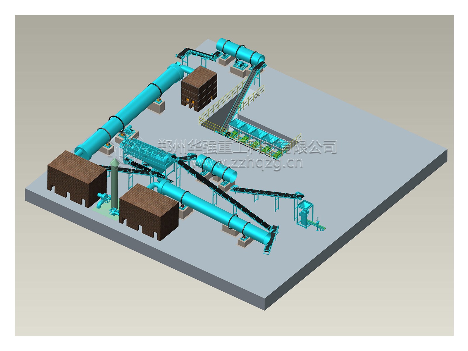 轉(zhuǎn)鼓造粒生產(chǎn)現(xiàn)場(chǎng)